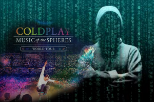 Ilustrasi hacker dan konser Coldplay