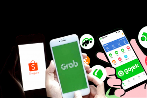 Aplikasi Shopee, Grab, dan Gojek