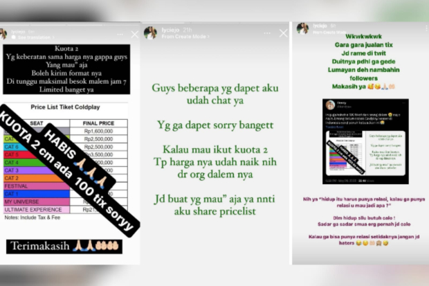 Lycie Joanna dituduh jadi calo konser Coldplay