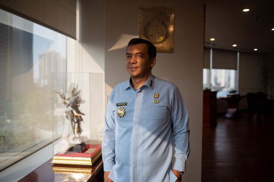 Potrait Silmy Karim Direktur Jenderal Imigrasi di Kantor Direktorat Jenderal Imigrasi Jakarta, Rabu (24/5).