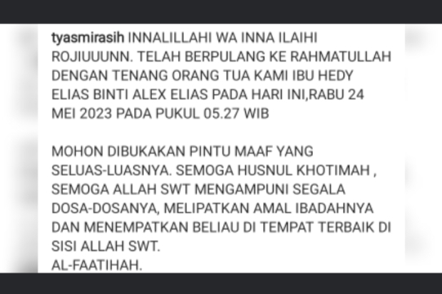 Kabar Duka dari Tyas Mirasih