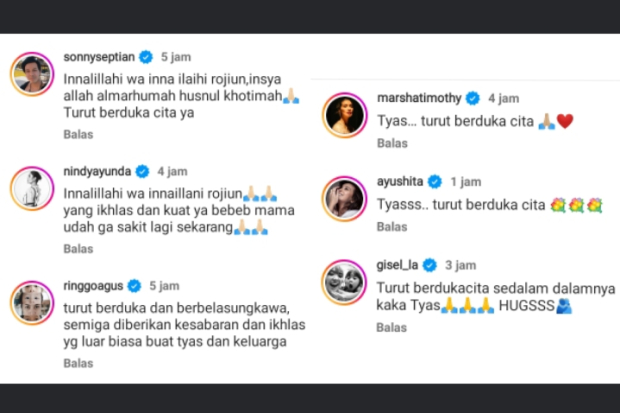 Ucapan Duka dari Rekan Artis