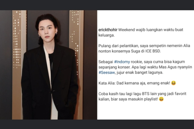 Menteri BUMN Erick Thohir Nonton Konser Suga BTS