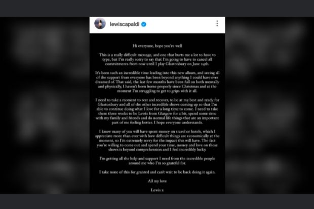 Pengumuman dari Lewis Capaldi