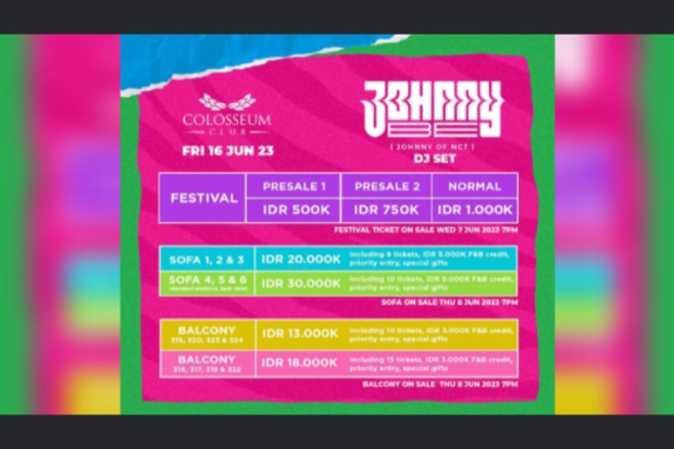 Harga Tiket DJ Johnny NCT
