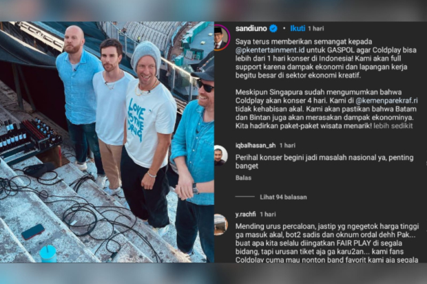 Sandiaga Uno usahakan Coldplay konser lebih satu hari di Indonesia