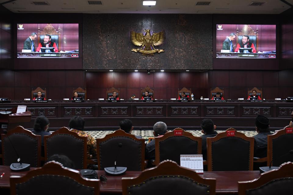 Suasana sidang di Mahkamah Konstitusi, Jakarta, Rabu (21/6/2023). 