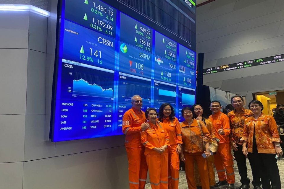 Saham Carsurin Menguat 11% di Debut Perdana