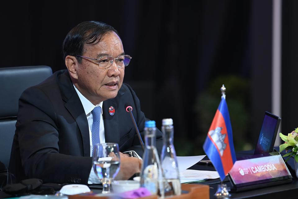 Menlu Kamboja Prak Sokhonn memimpin Pertemuan Menteri Luar Negeri ASEAN (PMC) bersama Rusia di Jakarta, Kamis (13/7/2023).