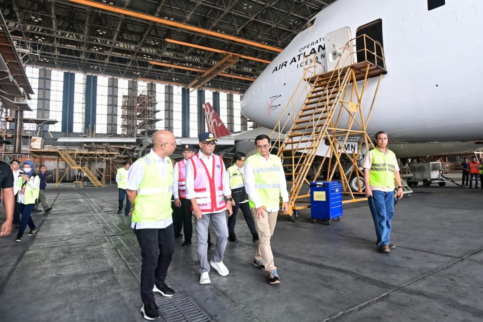 Menteri Perhubungan, Budi Karya Sumadi, meninjau proyek revitalisasi di Bandara Soekarno Hatta, Tangerang, Banten pada Sabtu (22/7).