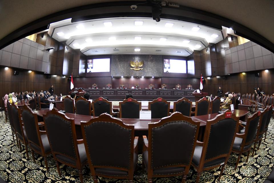 Hakim Konstitusi di Gedung Mahkamah Konstitusi, Jakarta, Senin (31/7/2023).