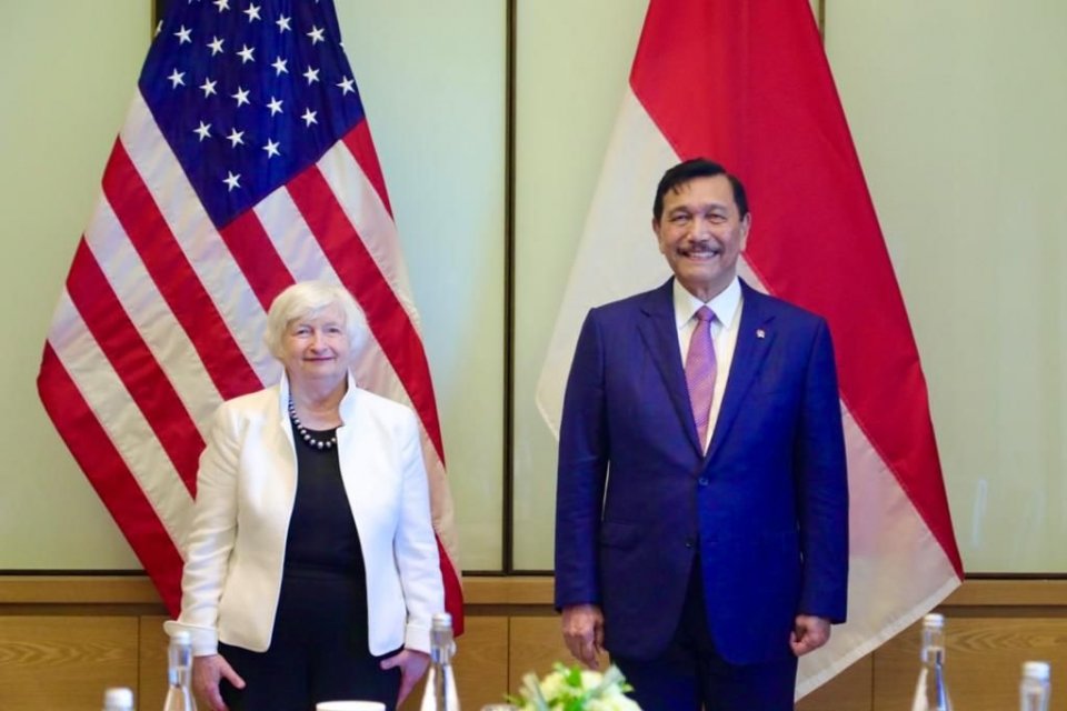 Menteri Koordinator Bidang Kemaritiman dan Investasi, Luhut Binsar Pandjaitan, bertemu dengan Menteri Keuangan Amerika Serikat Jannet Yellen.