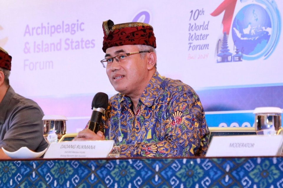 Staf Ahli Menteri Bidang Ekonomi dan Investasi Kementerian PUPR, Dadang Rukmana, dalam media briefing Wordl Water Forum, Rabu (9/8).