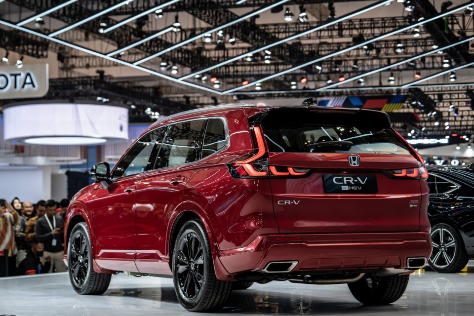 Honda meluncurkan mobil terbarunya Honda CR-V di hari pertama pameran otomotif GAIKINDO Indonesia International Auto Show (GIIAS) 2023 di ICE BSD, Serpong, Tagerang, Kamis (10/8). Mengusung tema \"Future Now\", GIIAS 2023 merepresentasikan masa depan 