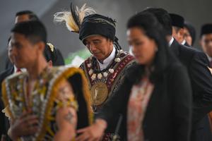 Presiden Joko Widodo meninggalkan Sidang Tahunan MPR