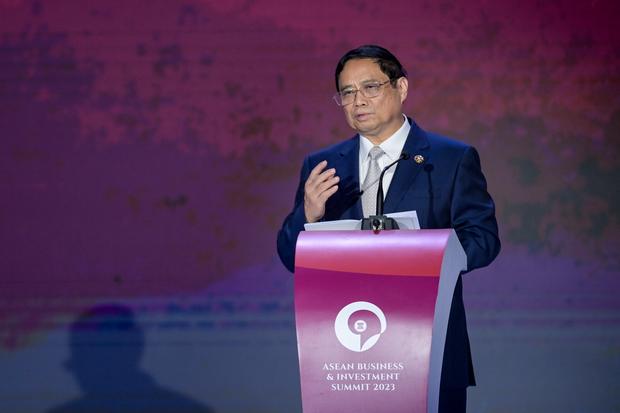 Perdana Menteri Vietnam Pham Minh Chinh menyampaikan pidatonya saat ASEAN Business Investment Summit (ABIS) 2023 di Jakarta, Senin (4/9/2023).