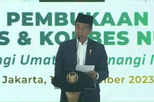 Presiden Joko Widodo saat Pembukaan Munas Alim Ulama NU di Jakarta, Senin (18/9). Foto: Youtube/Sekretariat Presiden.