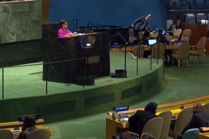 Menteri Luar Negeri Retno Marsudi berpidato pada Sidang Umum PBB, Sabtu (23/9).