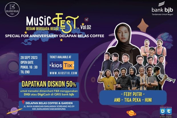 Nasabah digital payment bank bjb berkesempatan mendapatkan berbagai promo pada Delapan Belas Coffee & Music Festival Vol.2.