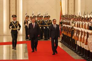 Upacara penyambutan kedatangan Presiden Joko Widodo di China