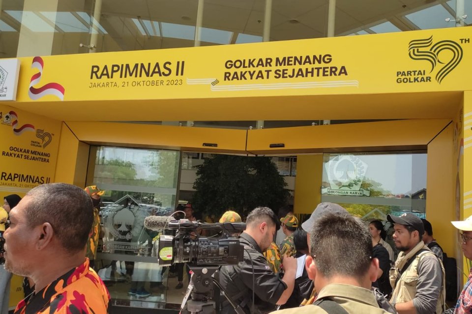 Suasana di depan Kantor DPP Partai Golkar, tempat Rapimnas dilaksanakan.