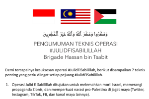 Pengumuman gerakan Julid Fi Sabilillah warganet Indonesia dan Malaysia mendukung Palestina