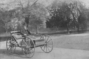 Ilustrasi, Flocken Elektrowagen, kendaraan listrik fungsional pertama di dunia buatan Andreas Flocken tahun 1889..