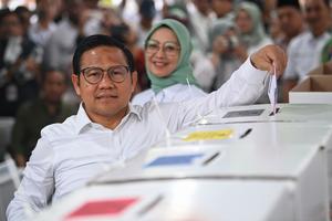 Cawapres Muhaimin Iskandar mencoblos di Jakarta