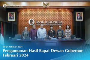  Pengumuman Hasil Rapat Dewan Gubernur Bank Indonesia (BI) untuk periode Februari 2024 di Jakarta, pada Rabu (21/2). 