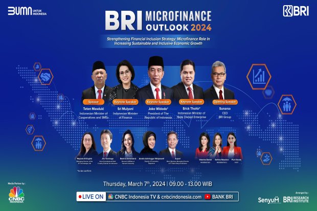 BRI Microfinance Outlook 2024 bertema “Strengthening Financial Inclusion Strategy: Microfinance Role in Increasing Sustainable and Inclusive Economic Growth” bakal diselenggarakan pada 7 Maret 2024.