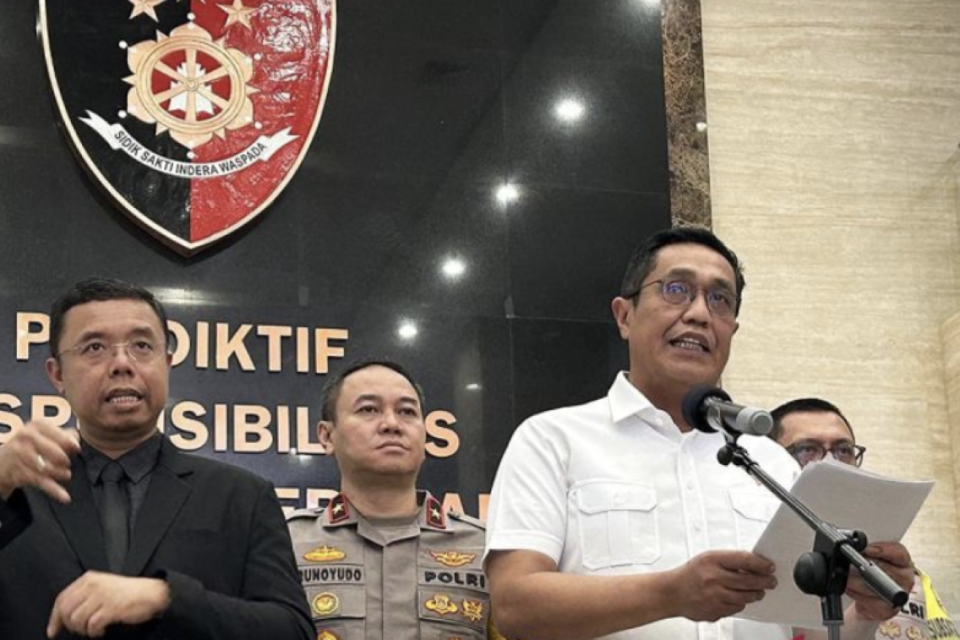 Konferensi Pers Direktur Tindak Pidana Umum Bareskrim Polri Brigjen Pol. Djuhandhani Rahardjo Puro soal kasus TPPO magang di Jerman, Jakarta, Rabu (26/3/2024)