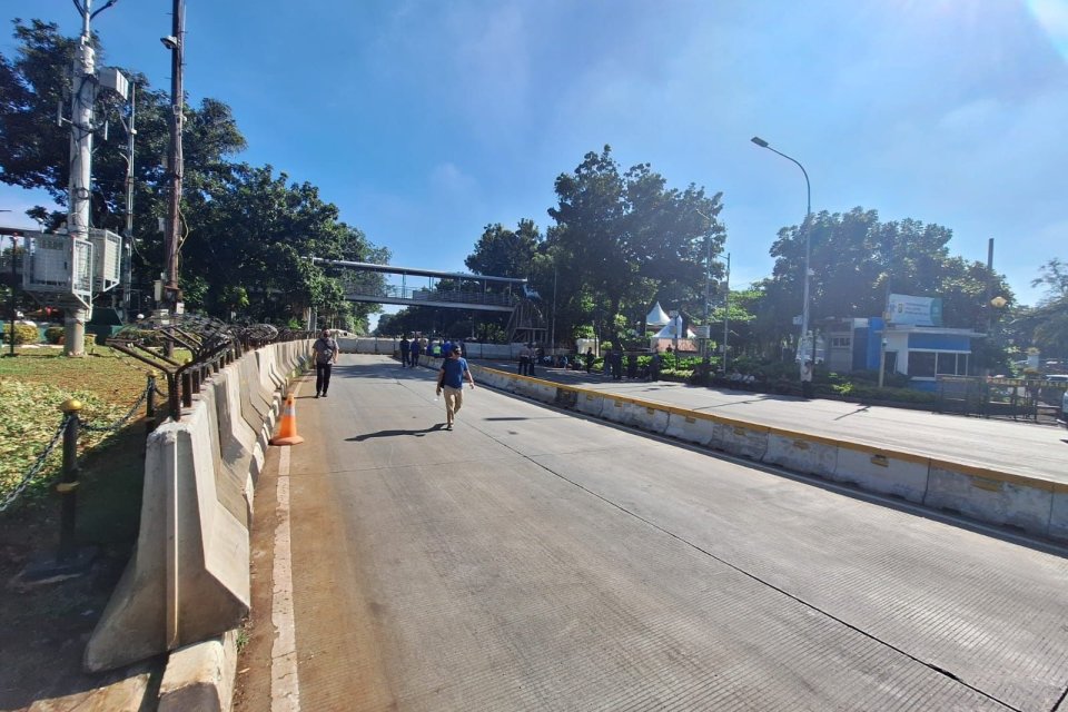 Situasi di sekitar Gedung MK jelang pembacaan putusan sengketa pilpres 2024, Senin (22/4) 