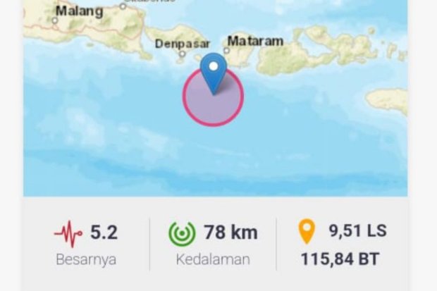 Gempa magnitudo 5,2 guncang Lombok NTB, Rabu (7/5)