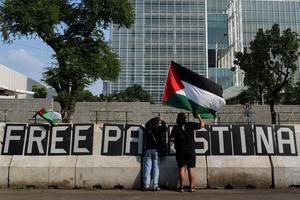 Aksi solidaritas untuk Palestina di Depan Kedubes AS