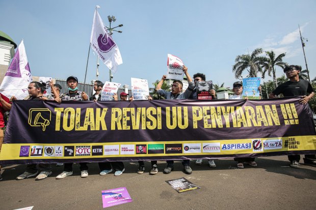 Aksi Penolakan RUU Penyiaran di Jakarta