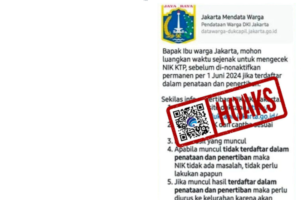 Hoaks KTP warga Jakarta dinonaktifkan permanen mulai Juni, 