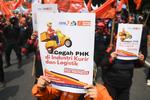 Aksi unjuk rasa buruh di Jakarta