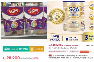 Diskon susu formula di Lazada dan Shopee