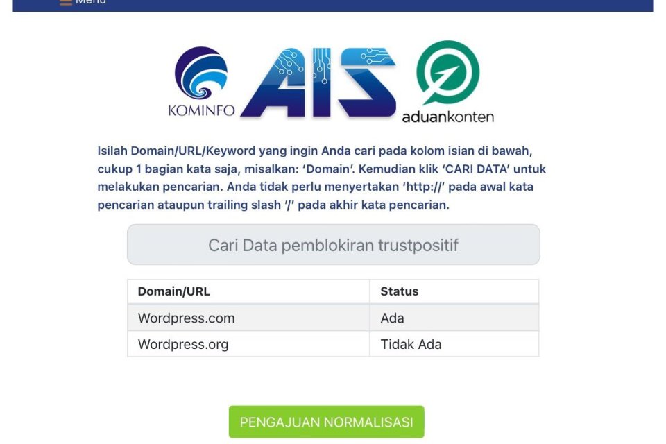 Kominfo blokir Wordpress, weebly, 