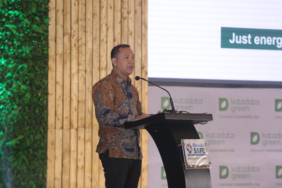 Deputi Bidang Koordinasi Infrastruktur dan Transportasi Kemenkomarves Rachmat Kaimuddin saat menyampaikan keynote speech dalam gelaran SAFE 2024 di Jakarta pada Kamis (8/8).