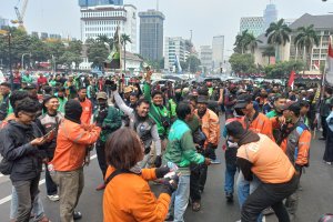 Demo ojek online di Jakarta Pusat, Kamis, 29 Agustus 2024