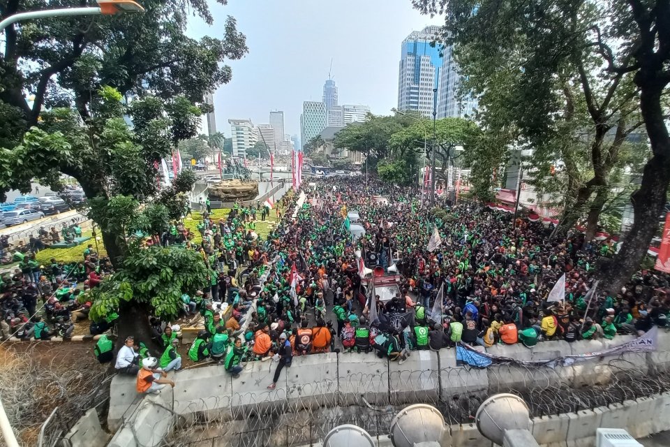 demo ojol, ojek online, kominfo,