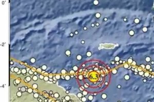 Tangkapan layar Lokasi gempa yang berada di Kabupaten Keerom, Papua, Kamis (12/9/2024). 