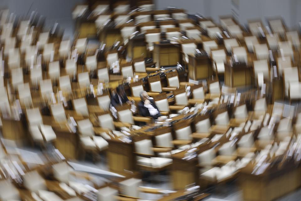 Suasana Rapat Paripurna ke-7 Masa Persidangan I Tahun Sidang 2024-2025 di Kompleks Parlemen, Senayan, Jakarta, Kamis (19/9/2024). 