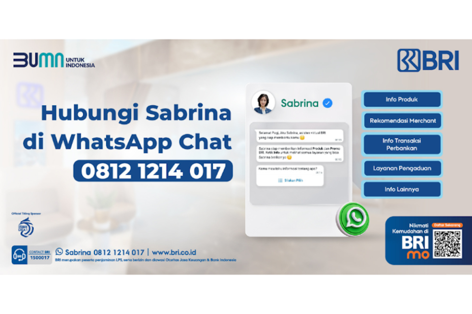 Sabrina merupakanVirtual Assistant BRI yang siap menjawab dan memberikan solusi dari kebutuhan nasabah. (Dok BRI)