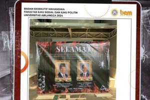 Karangan bunga dari BEM Unair saat pelantikan Prabowo - Gibran,