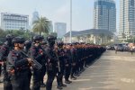 Ilustrasi pengamanan aksi di kawasan Patung Kuda, Jakarta Pusat