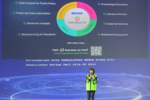 Presiden Gojek Unit Bisnis On-Demand Service GoTo Catherine Hindra Sutjahyo dalam acara Indonesia AI Day 2024