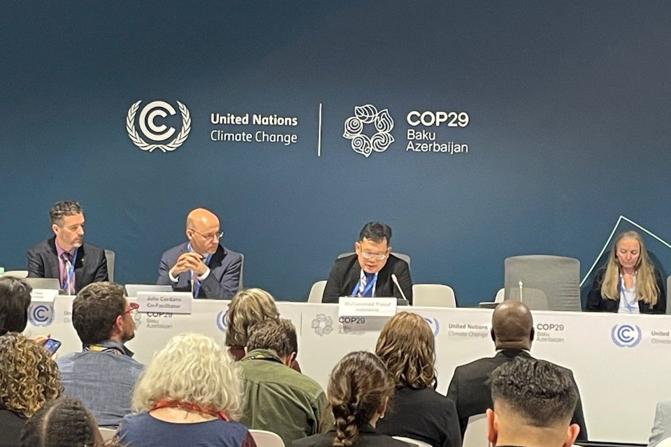 Direktur Pendayagunaan Pesisir dan Pulau-Pulau Kecil KKP Muhammad Yusuf menjadi pembicara dalam pada Side Event Ocean-Climate Dialogue: Insight from the 2024 Ocean Dialogue to Drive Climate Ambition and Finance dalam COP 29 UNFCCC yang berlangsung di Bak