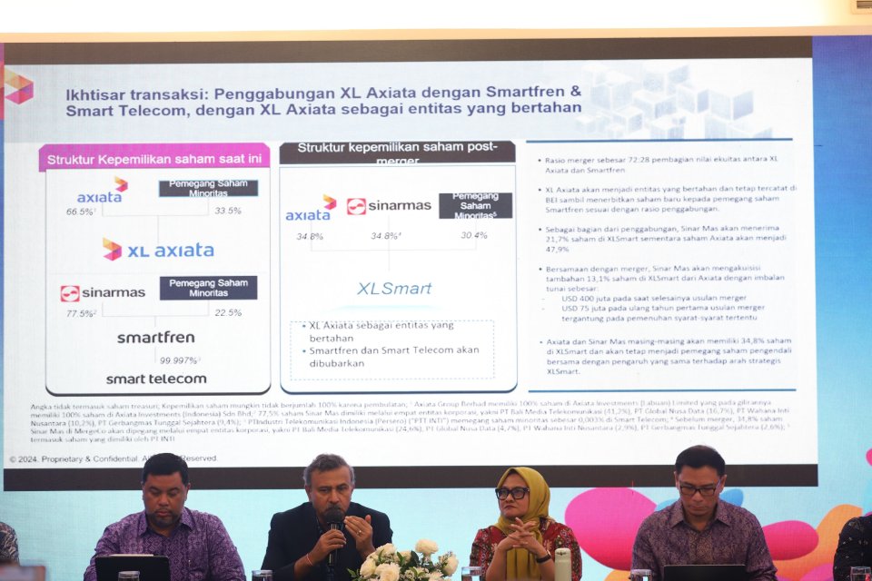 PT XL Axiata Tbk (EXCL) menyatakan Axiata Group Berhad dan Sinar Mas akan memegang 34,8% saham XLSmart dengan pengaruh yang sama untuk arah dan keputusan strategis perusahaan. 